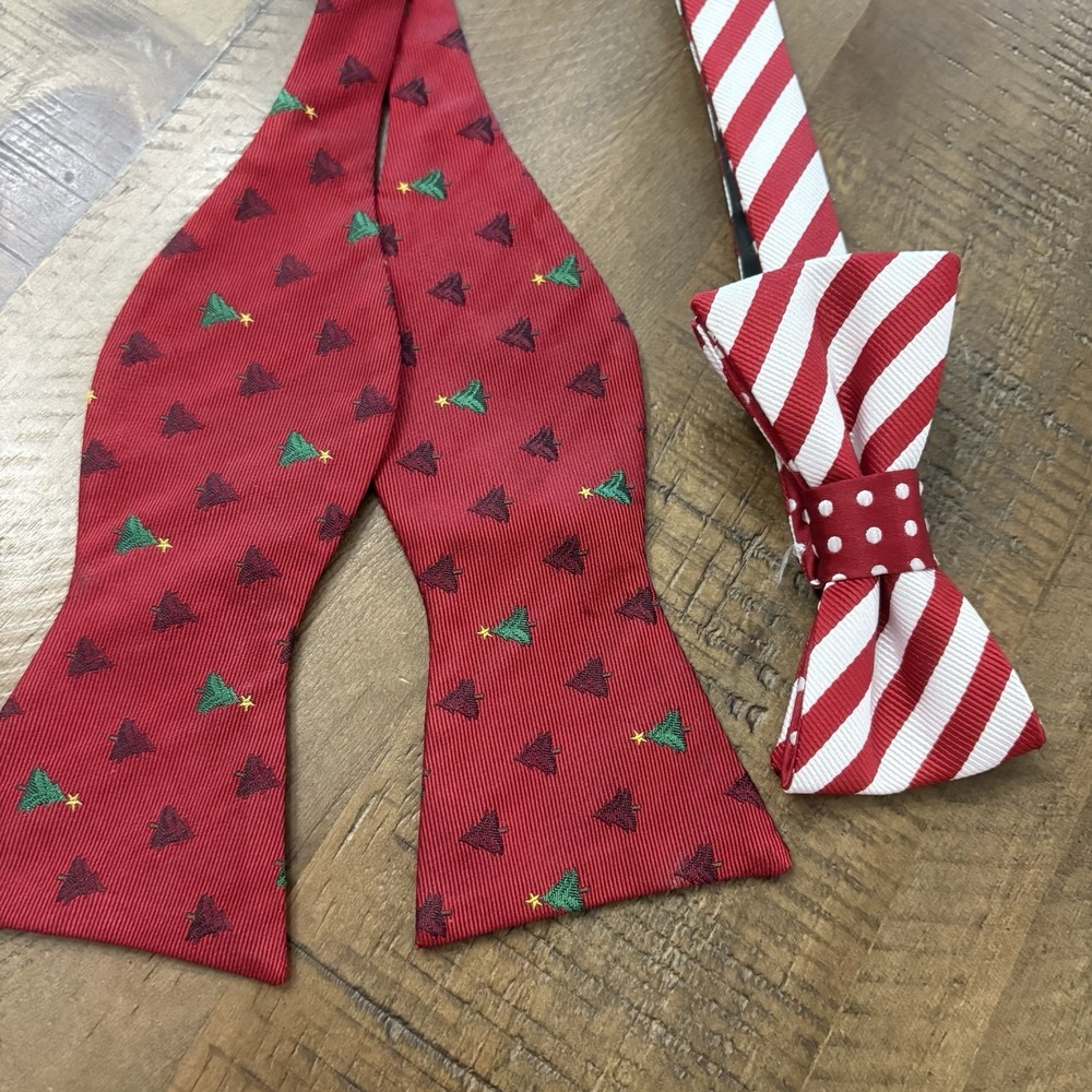 RED CHRISTMAS THEMED BOW TIEs CANDY CANES  Trees Lot If 2